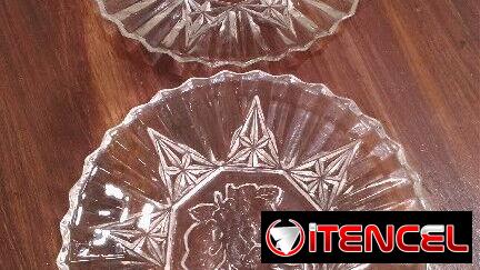 1000 CUP- PLATOS LLANOS ANTIGUOS DE CRISTAL GRUESO TALLADO Y BISELADO 22CM DIAMETRO-72675985 OSVA — foto 2