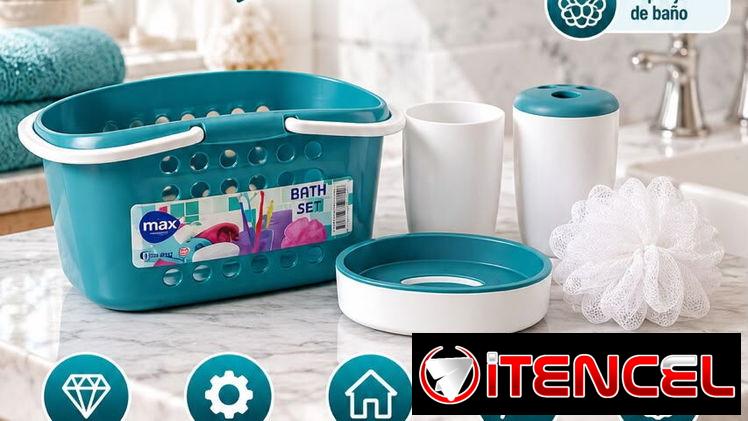 Set de baño Incluye: Esponja de baño Jabonera Porta cepillos Vaso Canasta organizadora en 3500 cup — foto 3