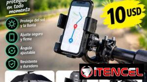 Soporte para celular con sombrilla, ideal para motos y bicicletas.