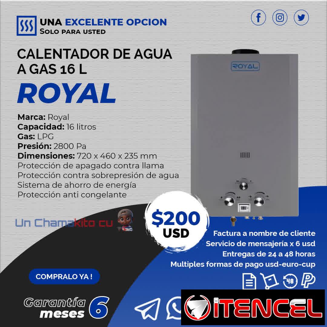 $200 REBAJA !! CALENTADOR DE AGUA A GAS 16L ROYAL + FACTURA DE CLIENTE + 6 MESES DE GARANTIA.TLF 54833699
