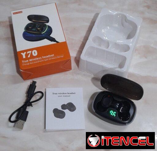 Audífonos Y70 inalambricos Earphone TWS bluetooth cancelación de ruido y carga inalámbrica