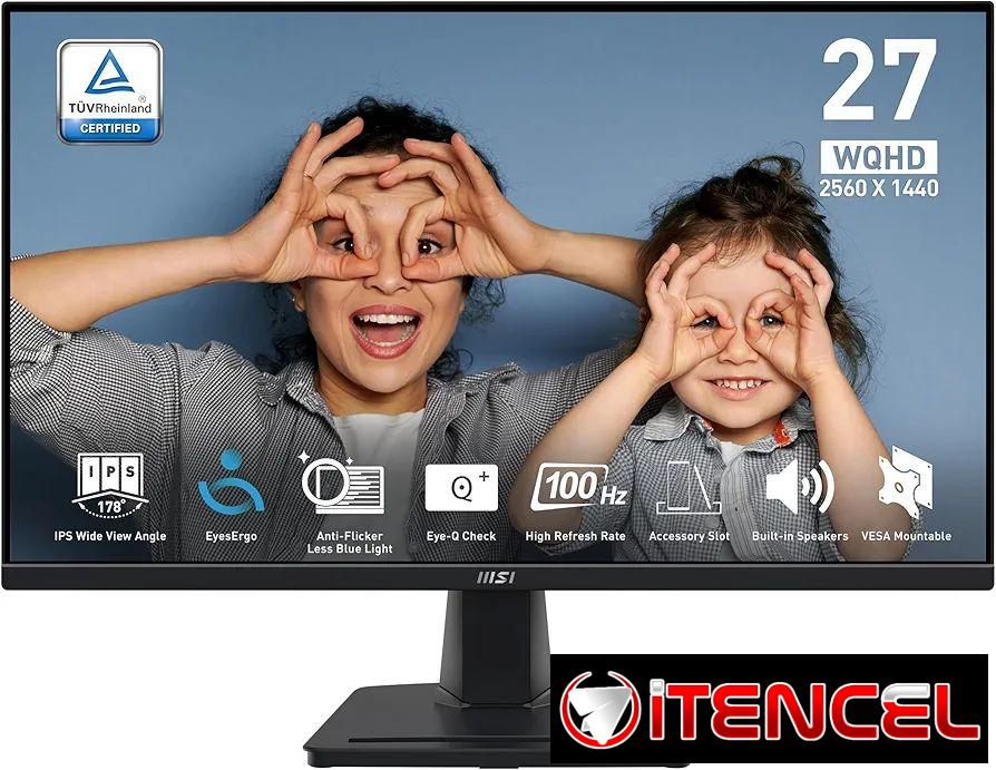 Hasta la puerta de su casa 💵340usd MSI PRO MP275Q – Monitor de oficina WQHD de 27 pulgadas, panel IPS de 2560 x 1440, 100 Hz, pant