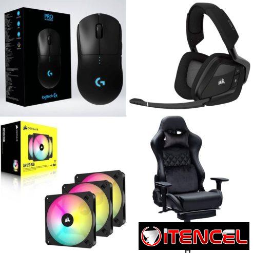 Mouse Gaming Logitech G-Pro Inalámbrico Sensor Hero 💵100 USD Audífonos Gaming 7.1 inalambrico Corsair VOID RGB ELITE 💵140 USD Kit