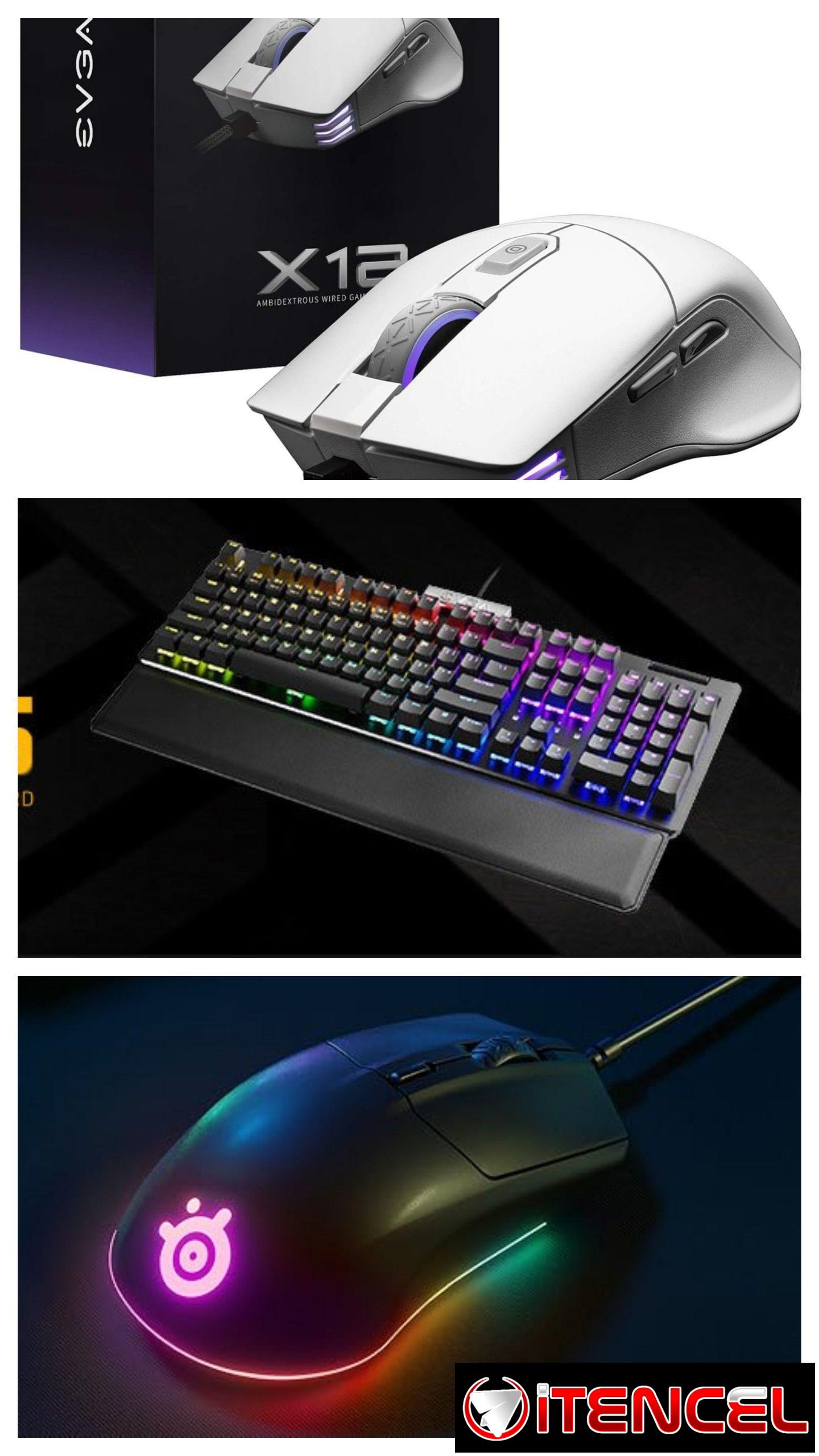 Teclado y máus Steelseries rival 3 teclado evga z15 mecánico,máus evga x12 blanco