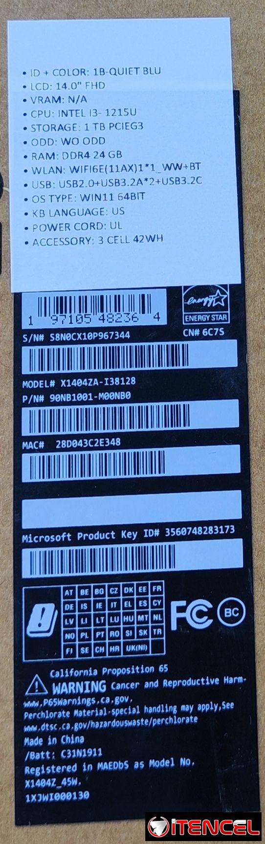 Sellada laptop Asus al 52837521 , core i3 1215u 24gb de ram y 1 tera ssd