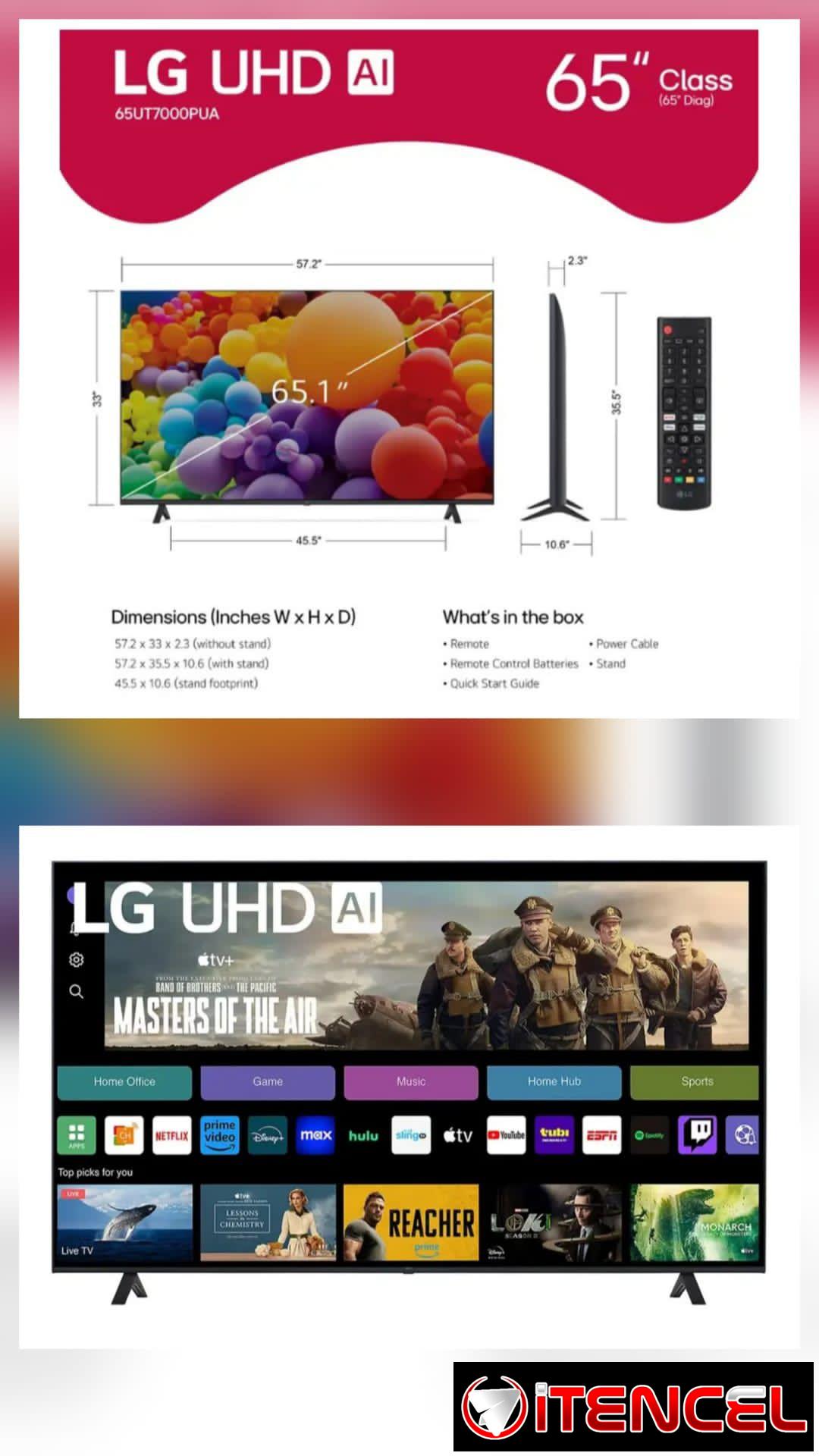 Smart TV 4K UHD Marca LG 65 pulgadas SERIE UT70 2024 💸precio: 860USD‼️ Con cajita externa 900 usd 1 mes de Garantía con Factura Im