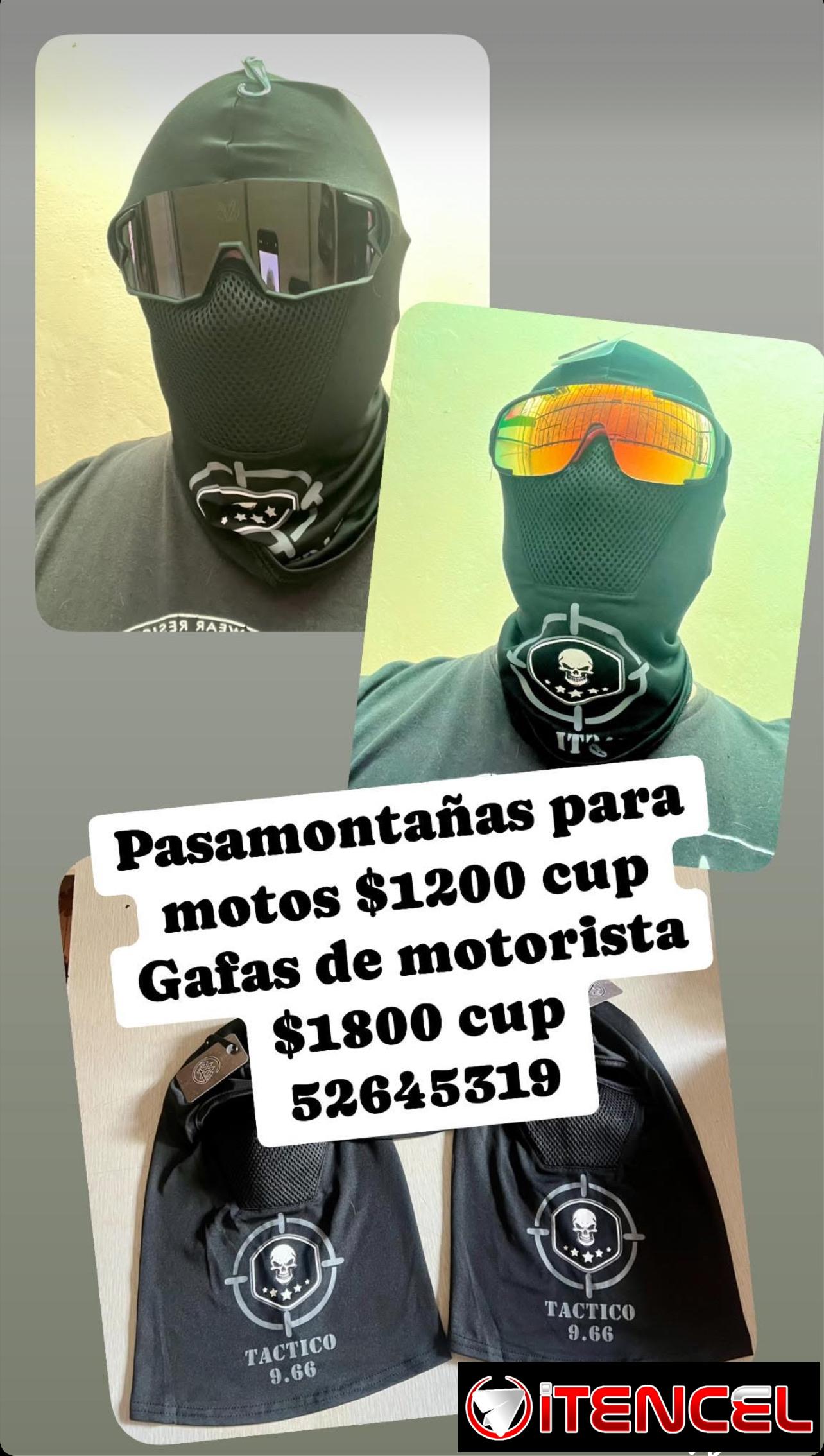 Pasamontañas negros y gafas deportivas para motoristas y ciclistas