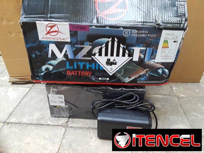 Batería de lithium Mishosuki Para triciclo 72 vol -70 amp con su cargador -Sistema de cable de bloqueo inteligente. -Microchips de