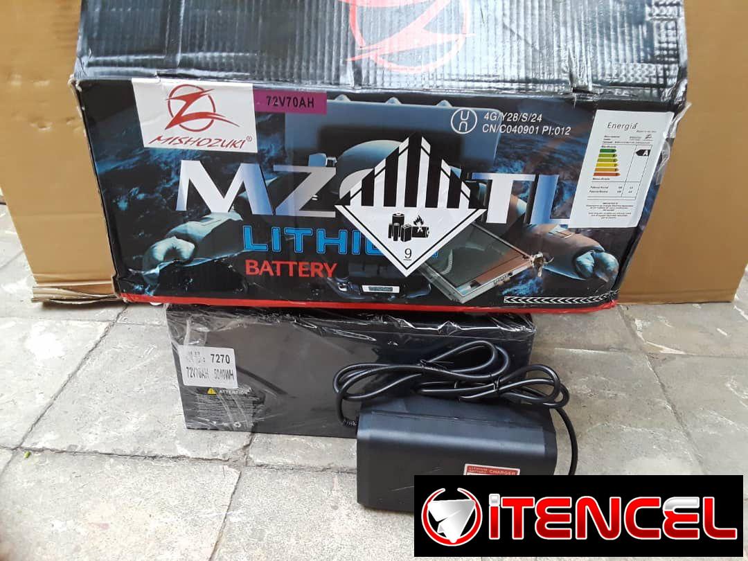 Batería de lithium Mishosuki Para triciclo 72 vol -70 amp con su cargador -Sistema de cable de bloqueo inteligente. -Microchips de