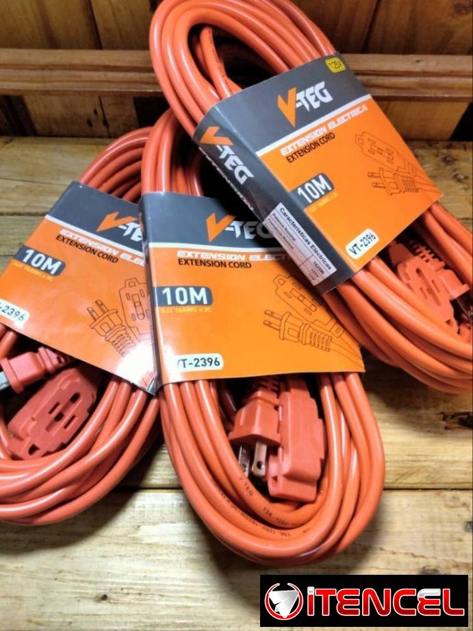 Extensión eléctrica 10 metro y 3 tomas V-TEG