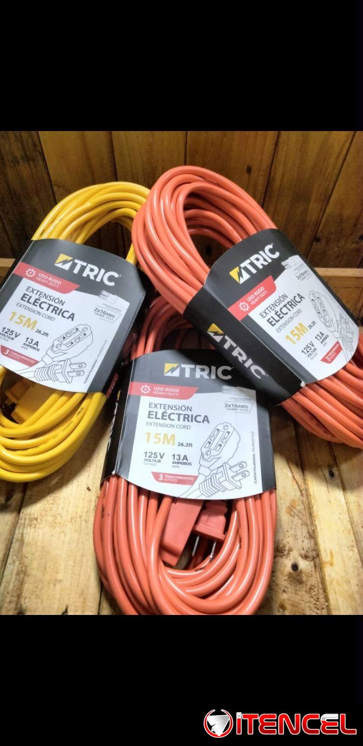 Extensiones para motos eléctricas TRIC de 20 metros y 3 tomas . Resistentes para uso interior y exterior
