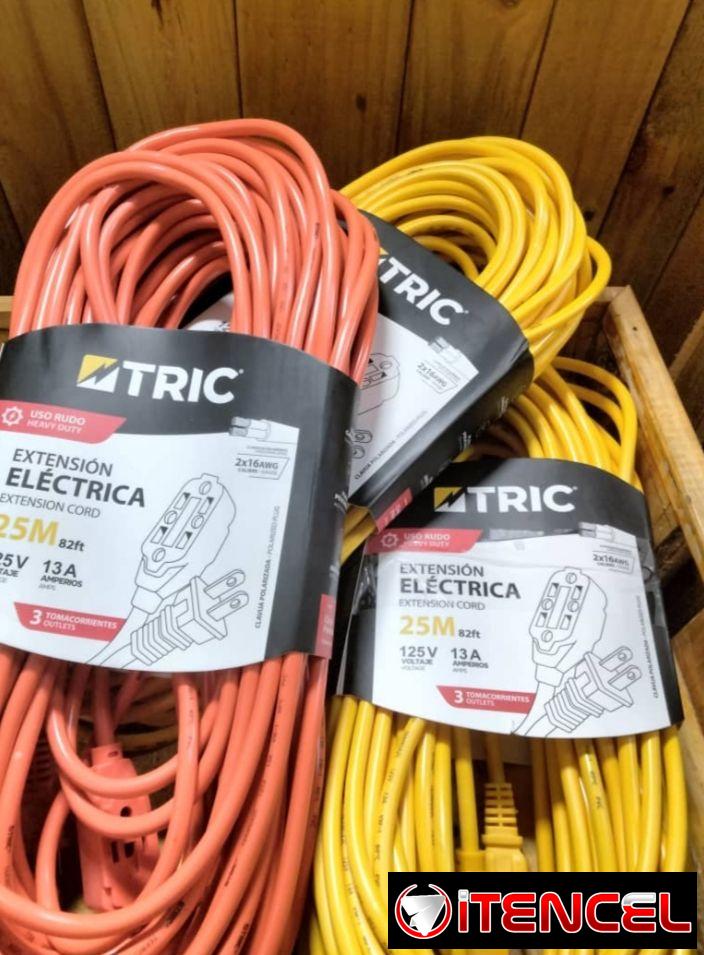 Extensiones eléctricas de 25 metros y 3 tomas resistente para uso interior y exteriors
