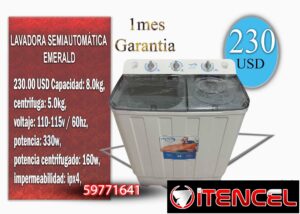 LAVADORA SEMIAUTOMÁTICA EMERALD (8 kg) Y LAVADORA AUTOMÁTICA JMD 10KG.