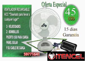 Ventilador recargable diseñados para llevar a cualquier lugar, con panel solar Ideales para la playa, campismo, terraza o donde no