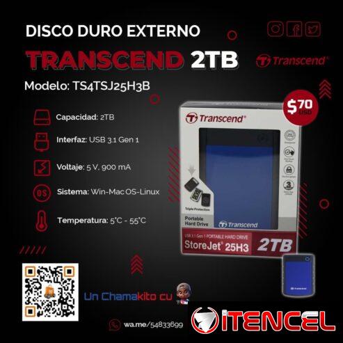 EXTERNA TRANSCEND 2TB USB 3.1. NUEVO Y SELLADO EN CAJA. TLF 54833699