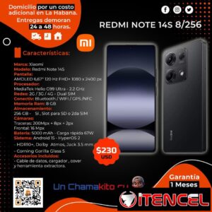 🎁 230 🎁 XIAOMI REDMI NOTE 14S 8/256. MENSAJERÍA CON FACTURA Y GARANTÍA. TLF 54833699