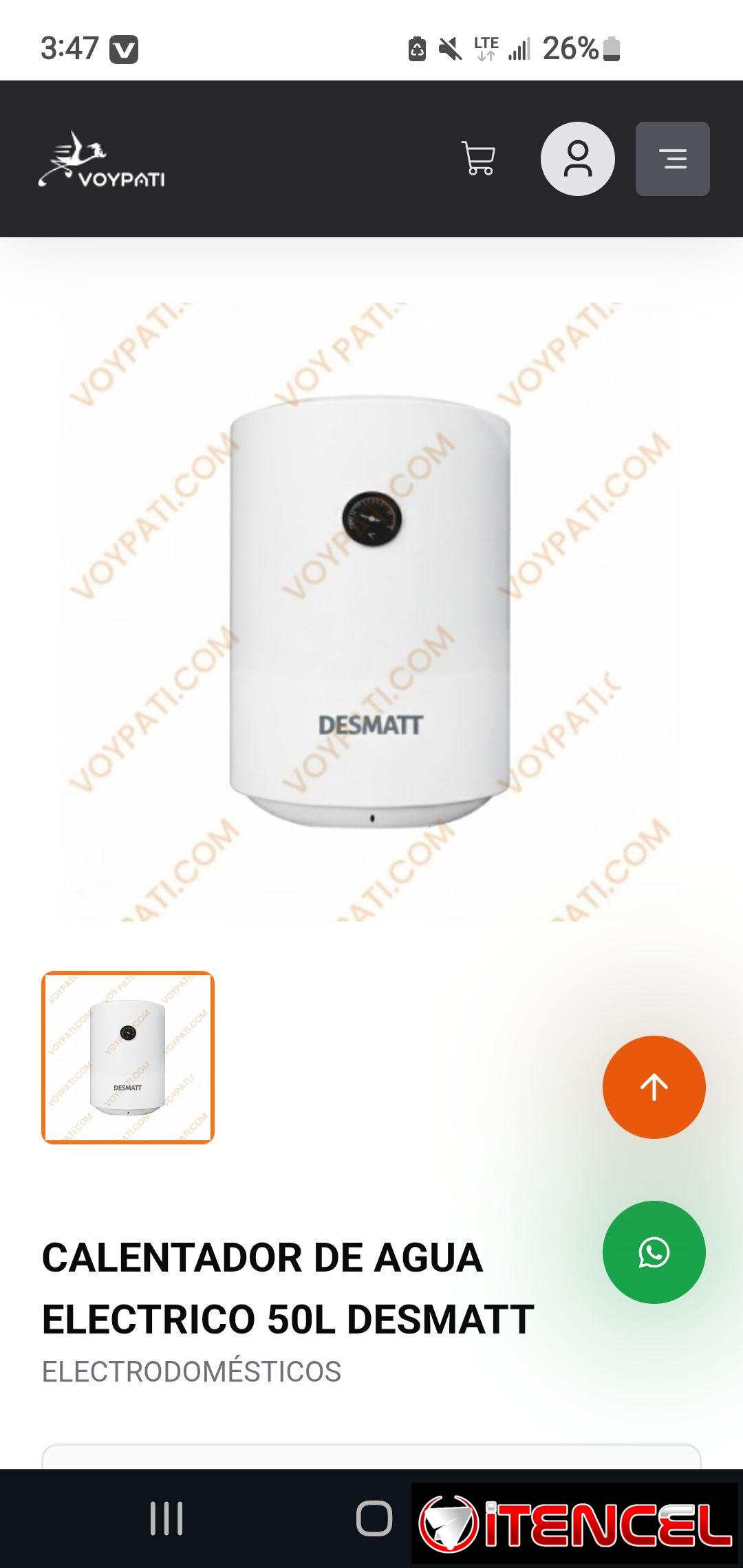 CALENTADOR DE AGUA ELECTRICO 50L DESMATT