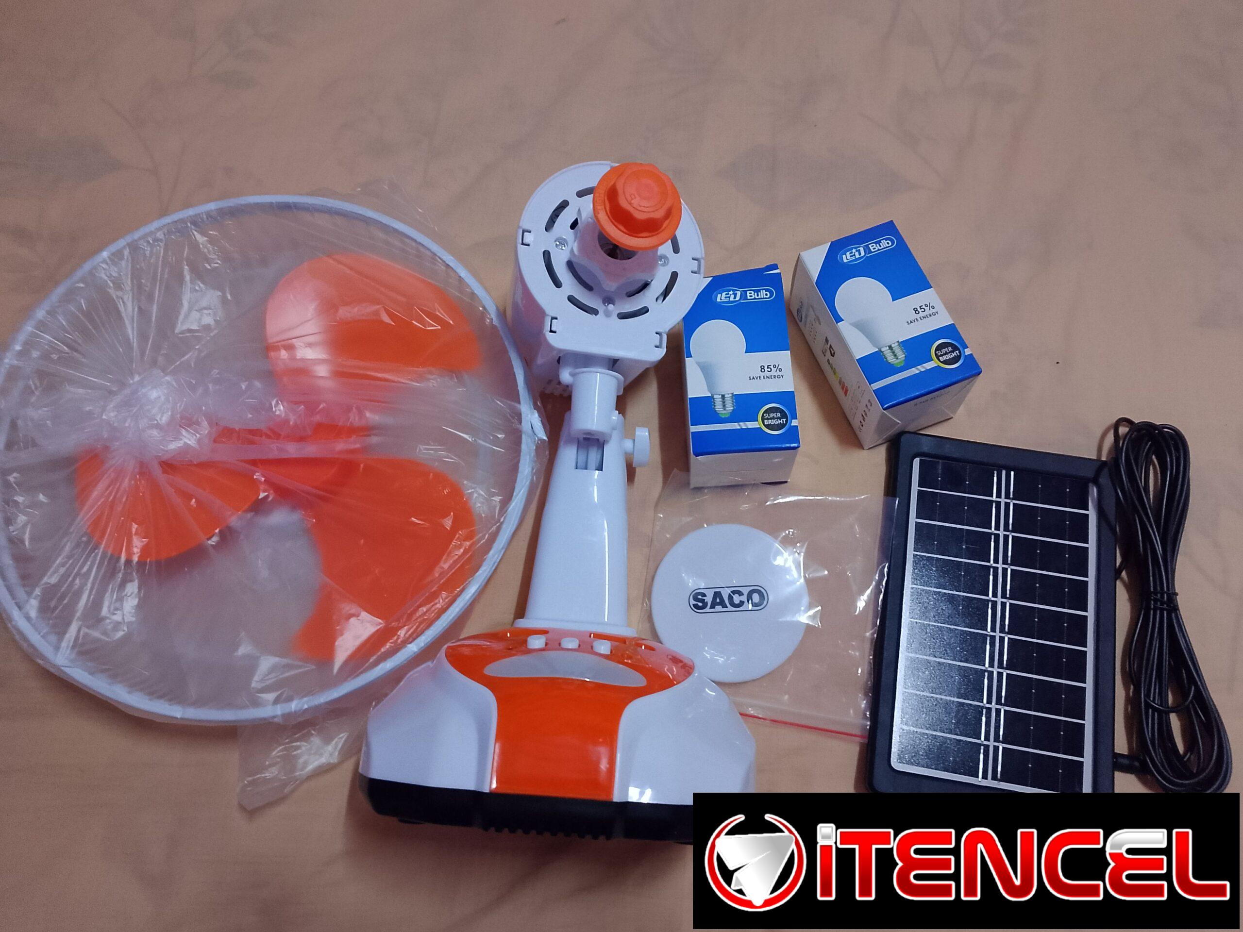 Ventilador recargable de mesa con panel solar