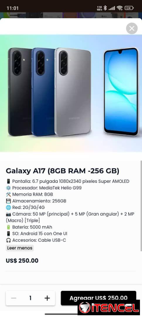 Samsung f15 5g y A17 4/128 , 6/128 y 8/256 gb mas caragador y garantia 30 dias somos tienda fisica. 50755485