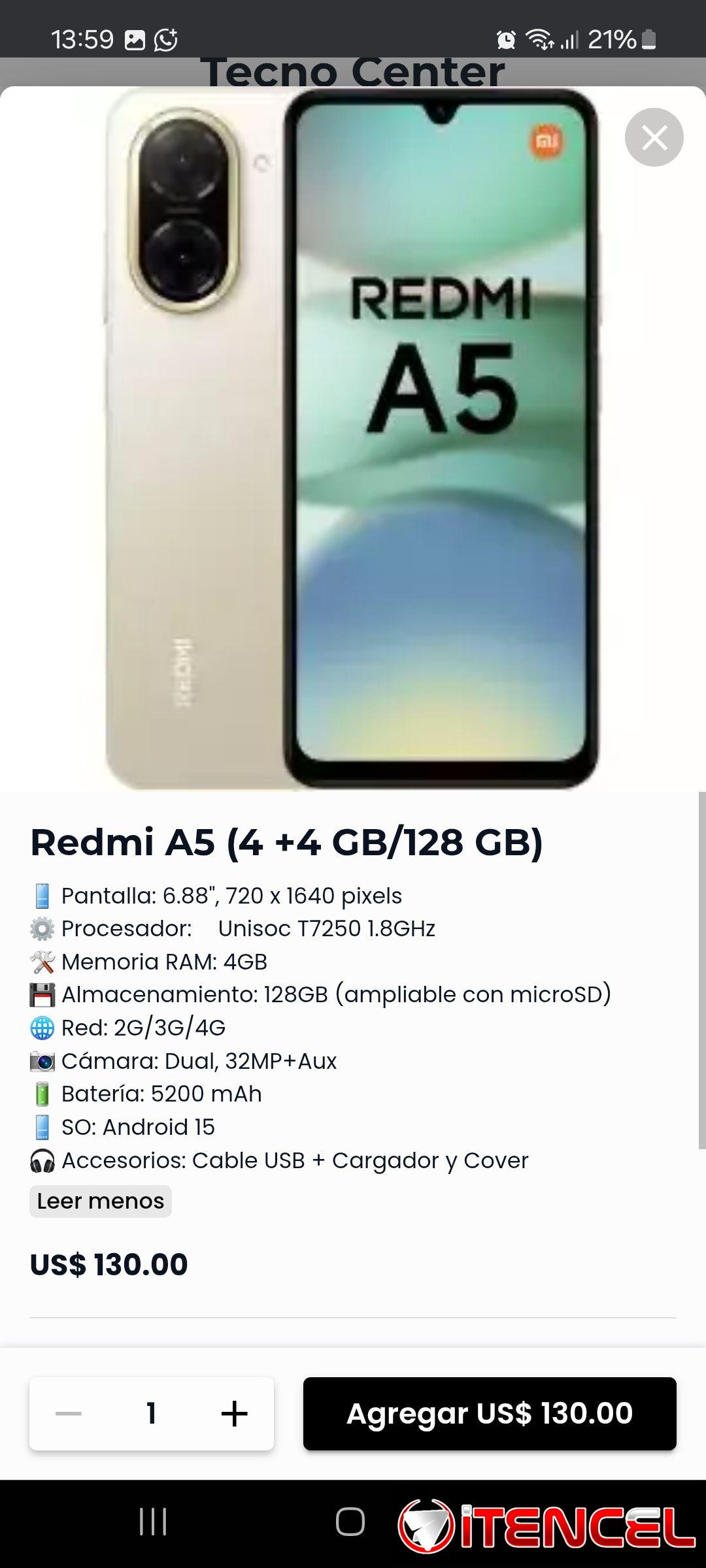 Redmi a5 3+3 ram/ 64 gb almacenamiento sellado caja nailon garantia 30 dias solos tienda fisica. 50755485