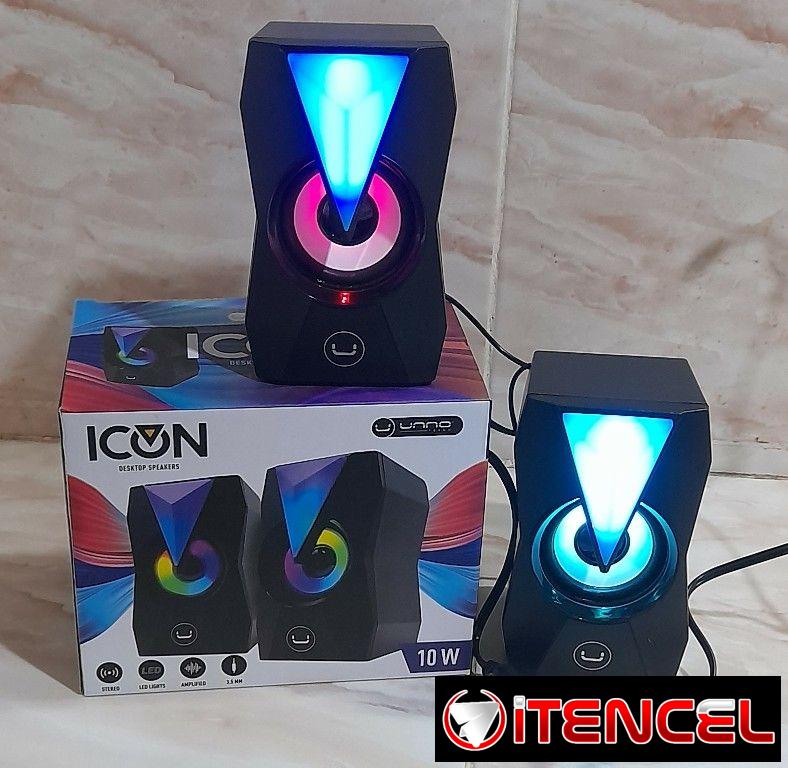 Bocinas RGB para PC con control de volumen y salida Jack 3.5mm y USB
