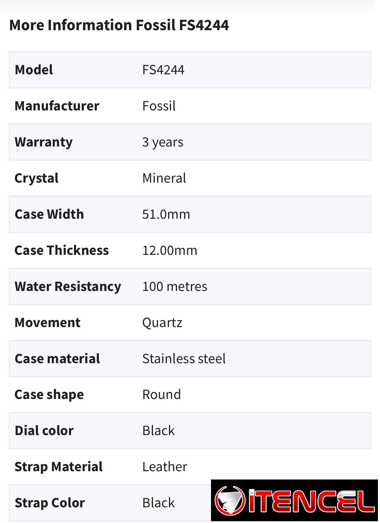 Reloj de pulsera marca FOSSIL FS4244, analógico, Dual time, 51mm, caja de acero inoxidable, water resistente 100 metros