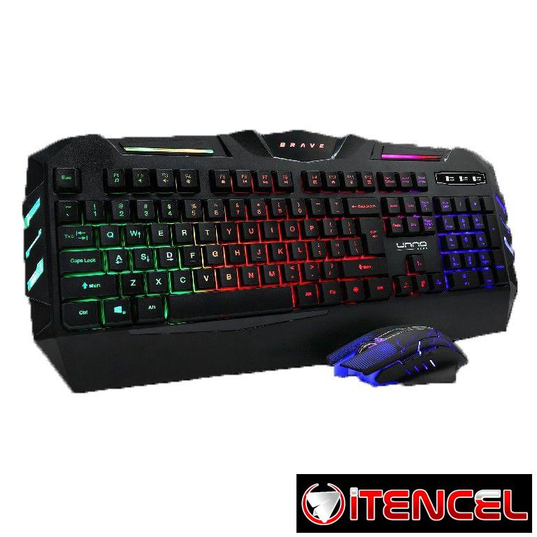 Kit Teclado y Mouse Gaming de cable con sistema RGB retroiluminado marca BRAVE