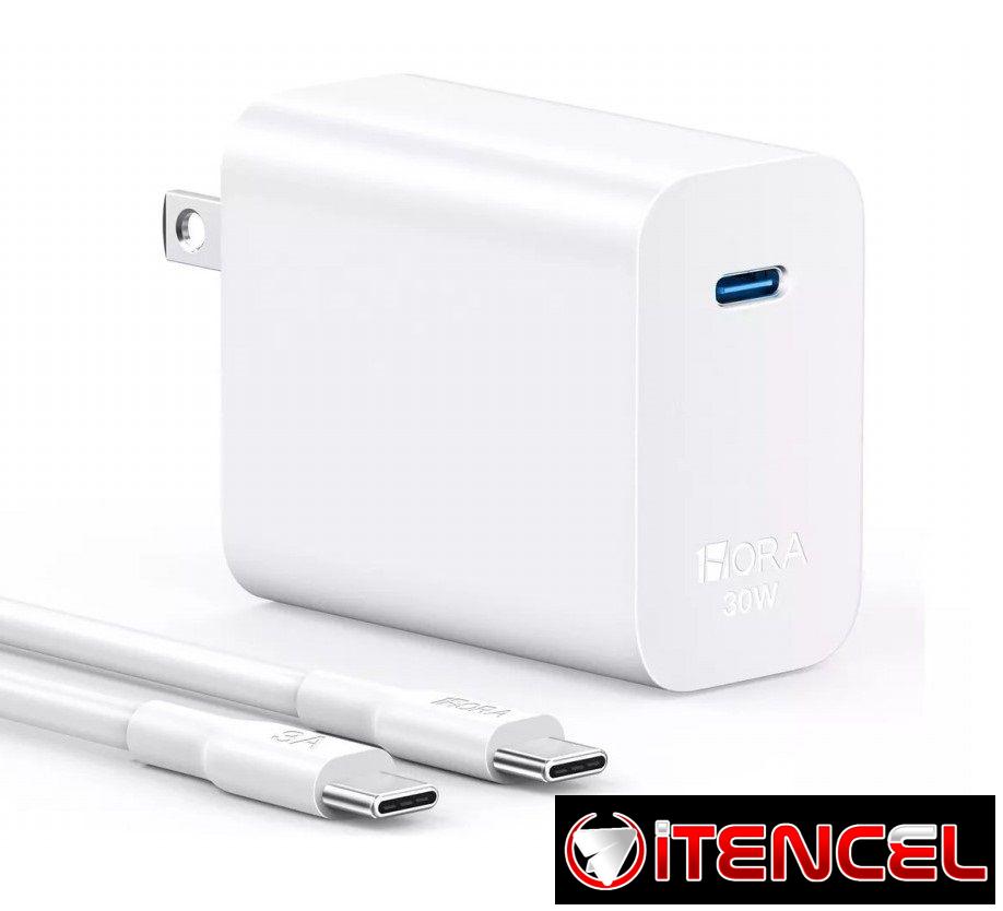 Cargador y cable de 20W a 30W para Android y iPhone de carga rápida marca Samsung y Apple