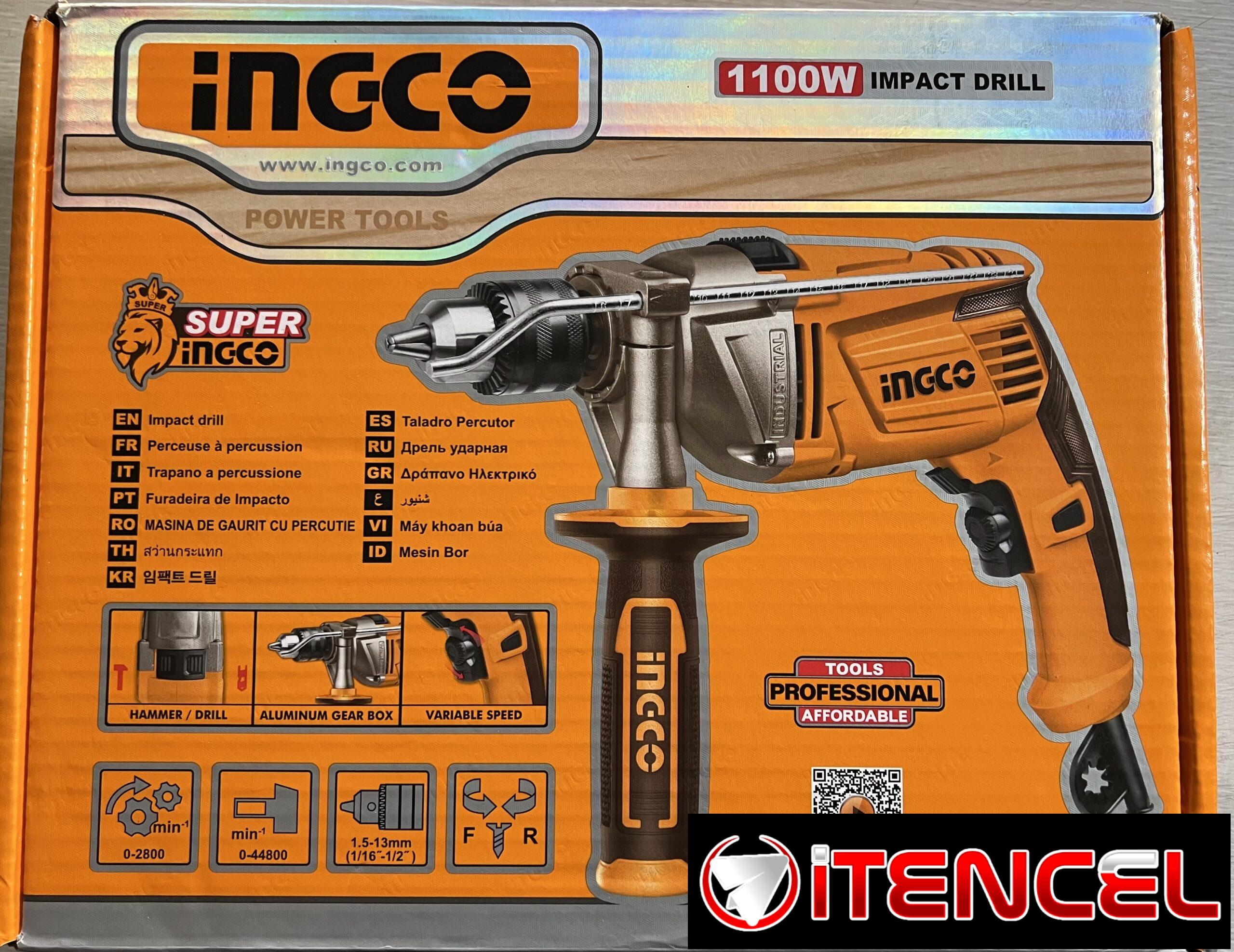 Taladro Percutor marca INGCO 1100 watt de Potencia Voltaje: 110volt – 50/60Hz Con 1 juego de carbones de repuesto !!! ¡¡¡ De uso p