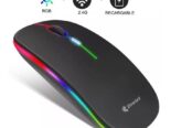 Mouse Inalámbrico 1Hora + Pila y Recargable RGB con diseño ergonómico y sensibilidad de 1600DPI