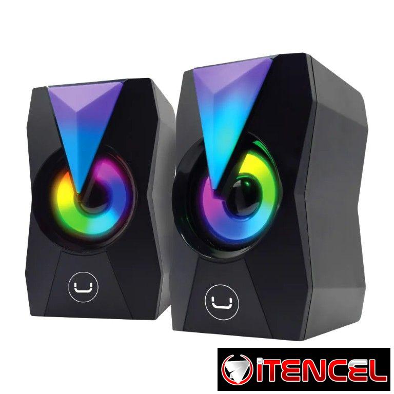 Bocinas RGB para PC con control de volumen y salida Jack 3.5mm y USB