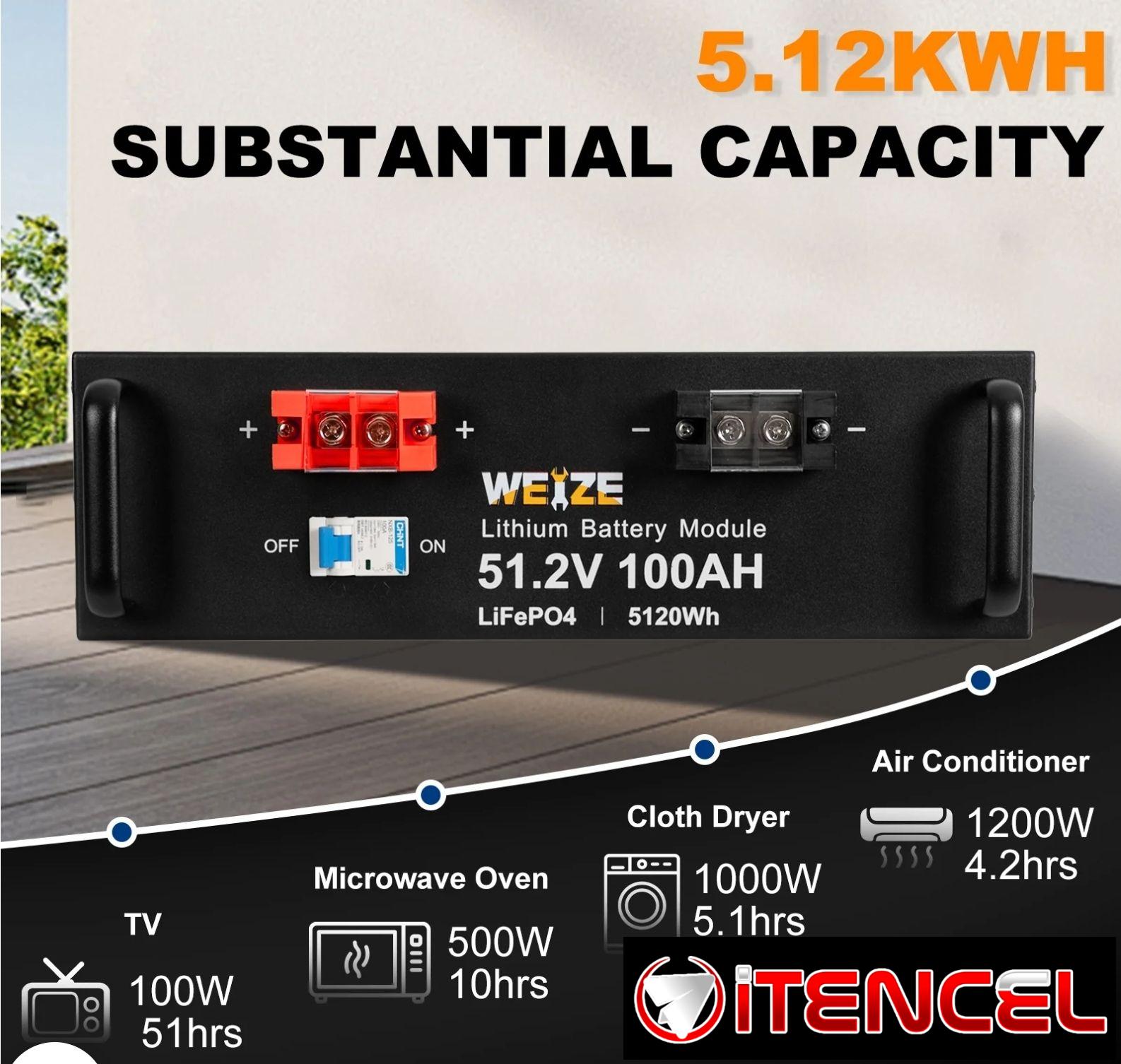 🔋⚡ Batería de Litio 48V / 51.2V 🔥 5120Wh Alta Potencia 💪