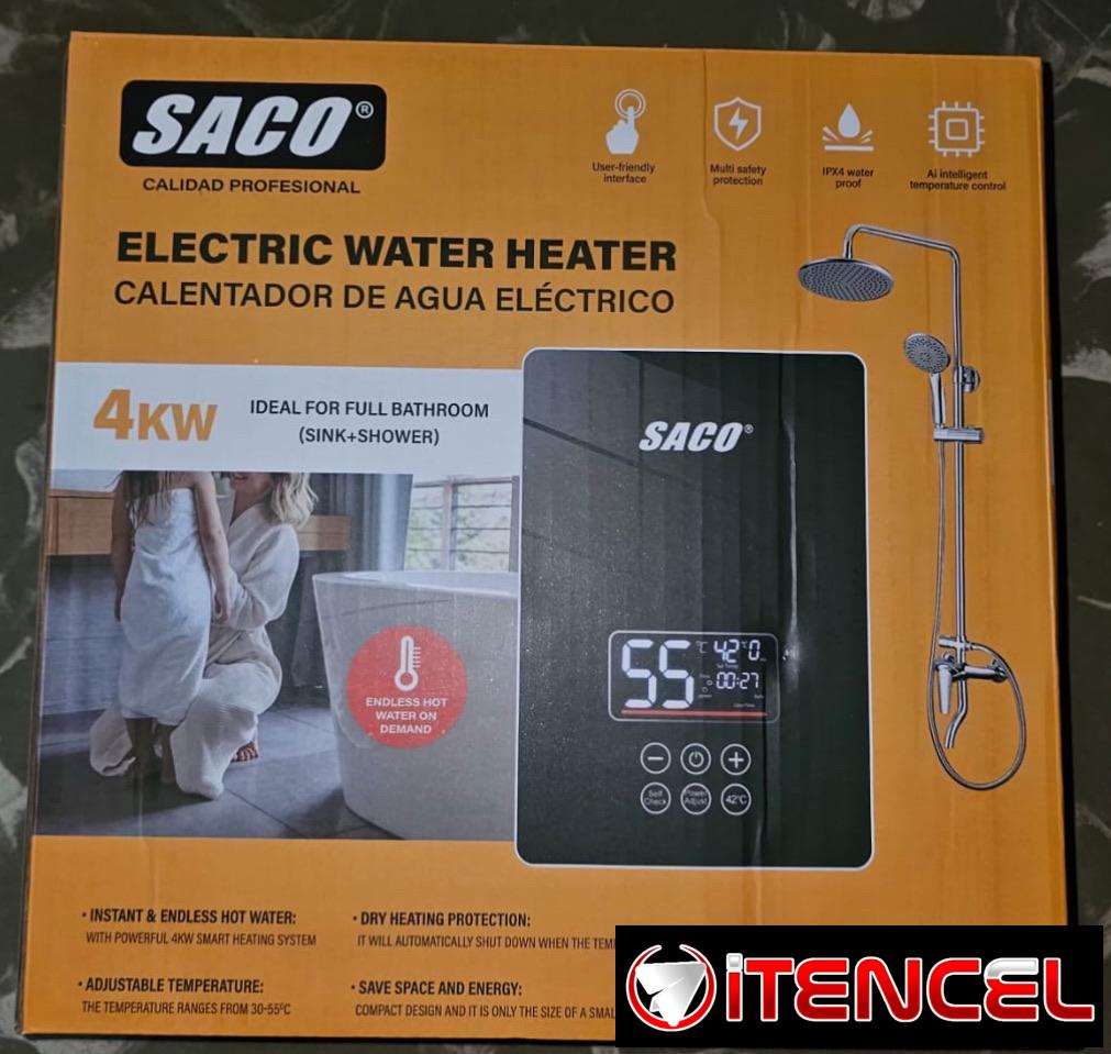 Calentador de línea instantáneo de 110volt Marca SACO + Ducha, brecker y latiguillo incluidos !!! y control remoto !