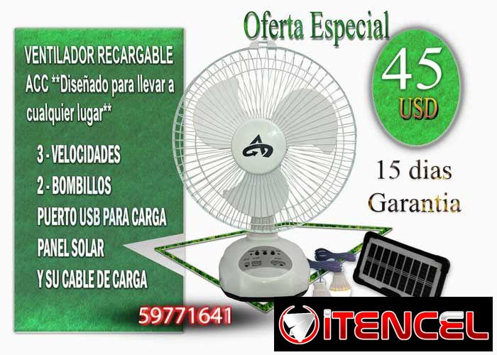 Ventilador recargable diseñados para llevar a cualquier lugar, con panel solar Ideales para la playa, campismo, terraza o donde no