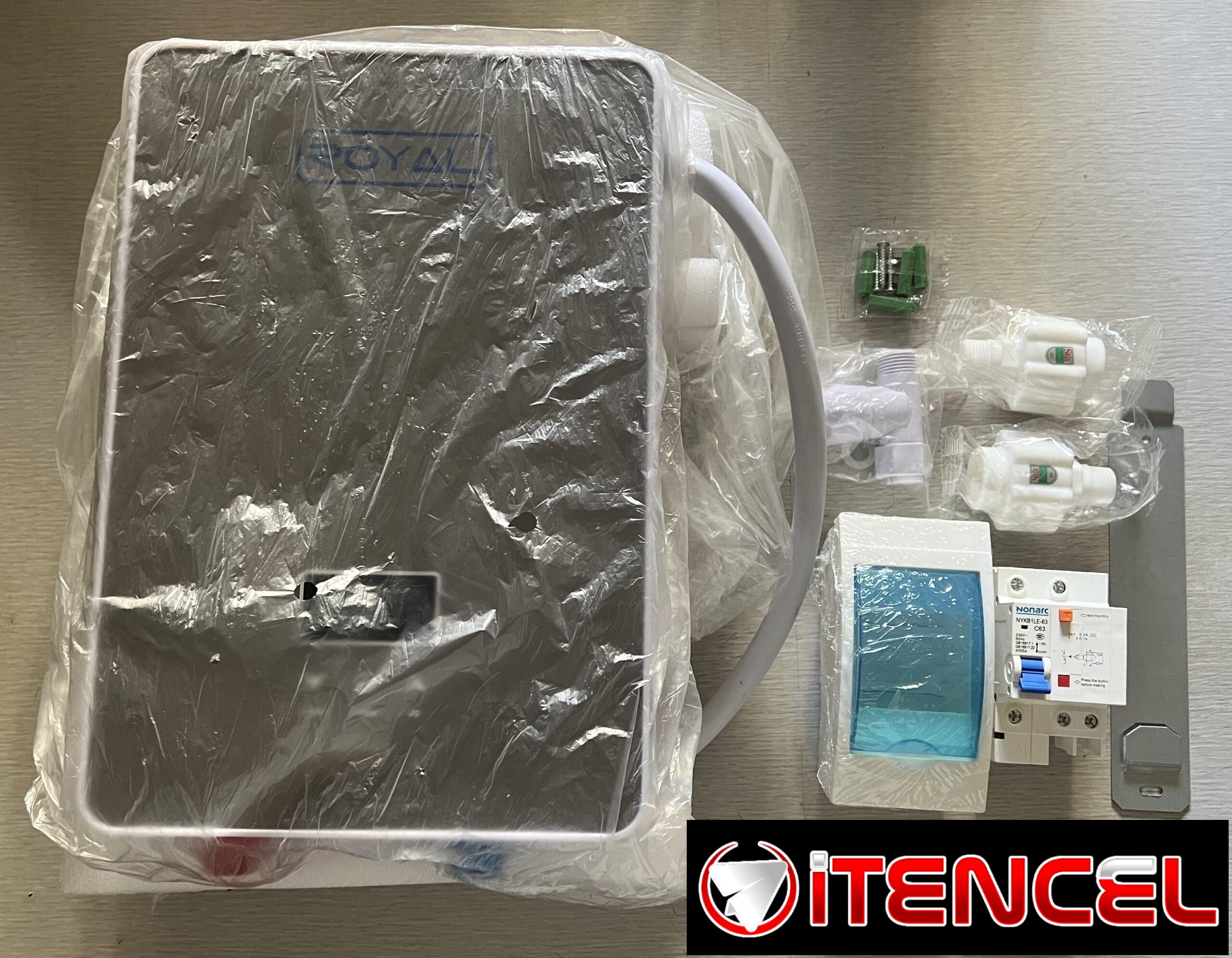 Calentador eléctrico de línea marca Royal 220volt 8500 watt con panel de mando táctil, de fácil instalación