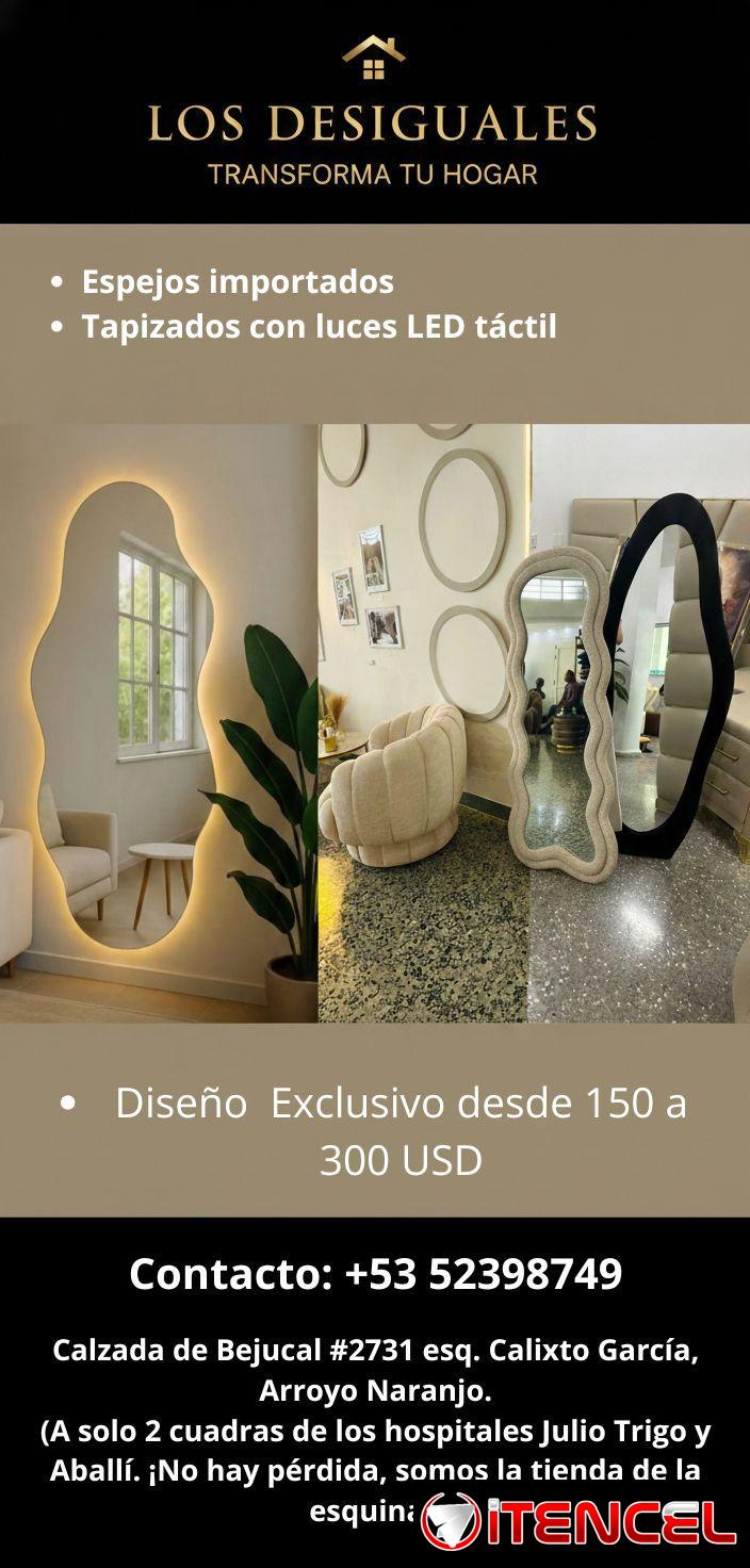 Espejos tapizados, con luz led integrada con tecnología táctil