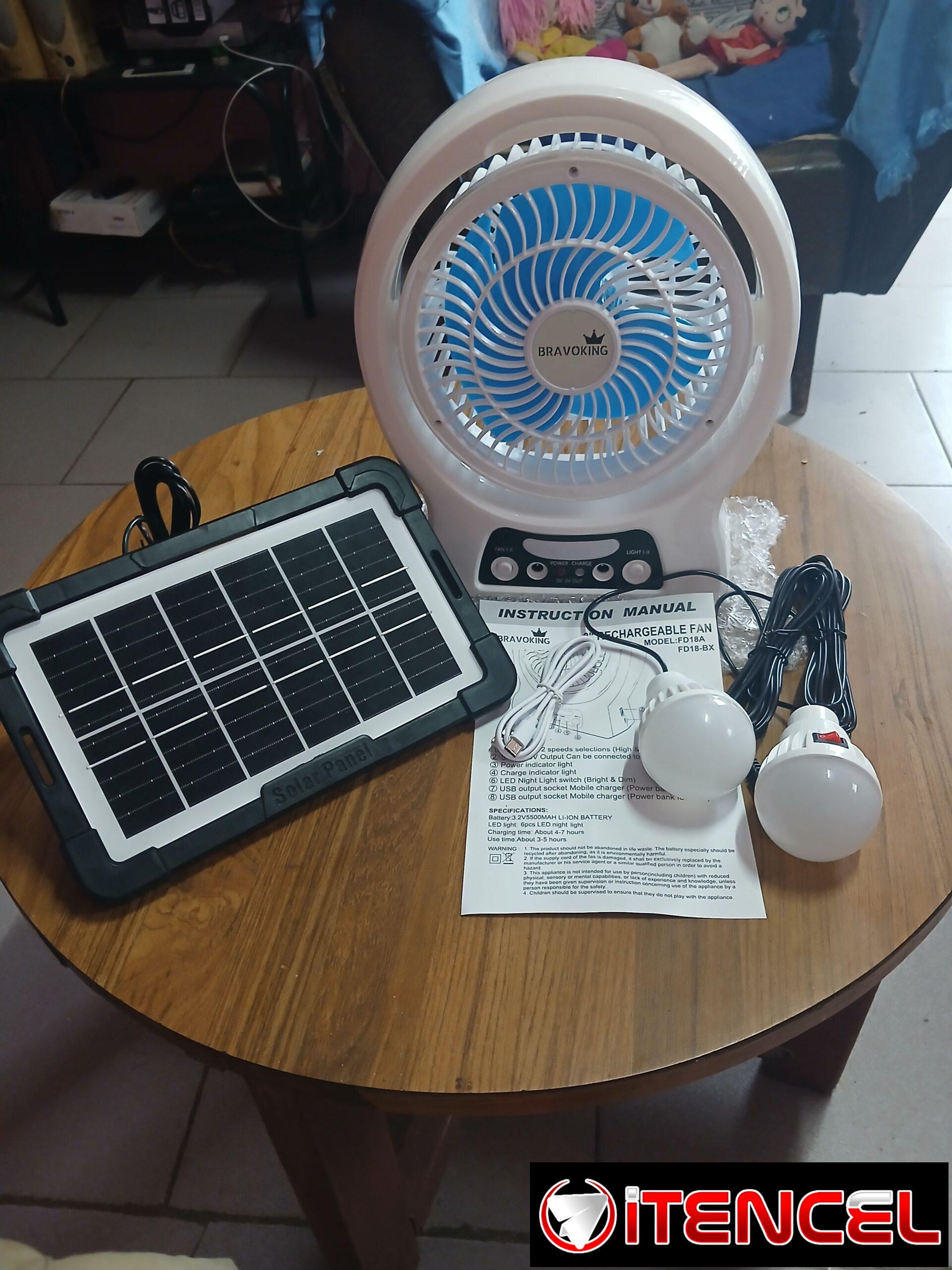 VENTILADOR PORTÁTIL RECARGABLE BRAVOKING DE 7 PULGADAS, MODELO FD18-BX