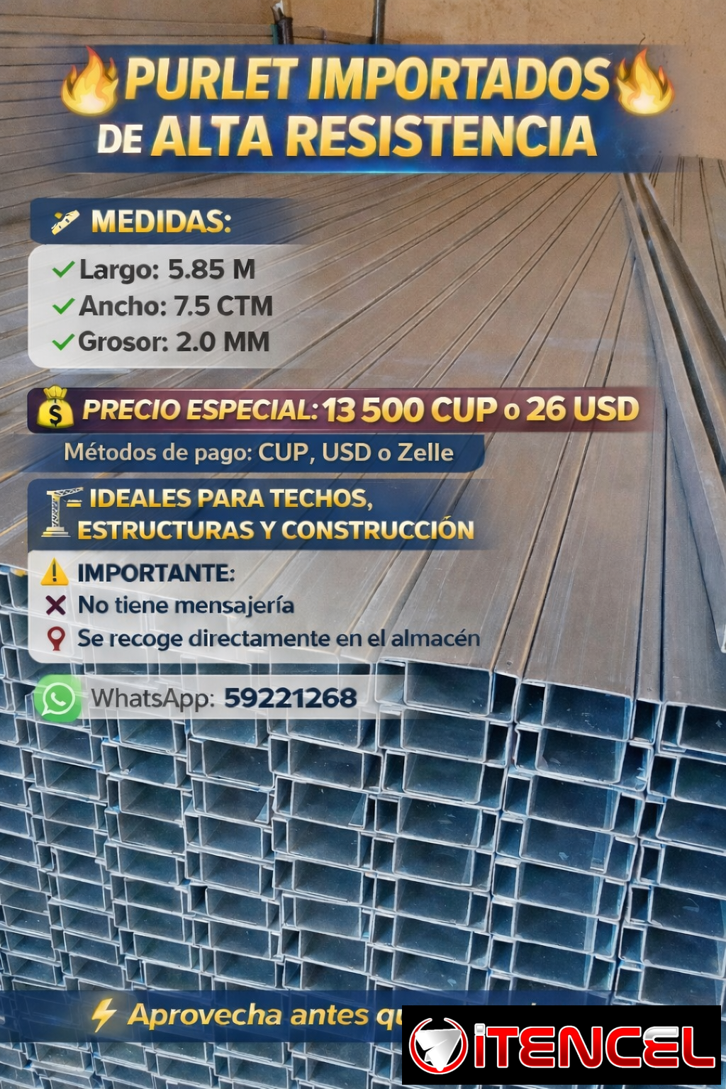 🔥 PURLET IMPORTADOS DE ALTA RESISTENCIA 🔥