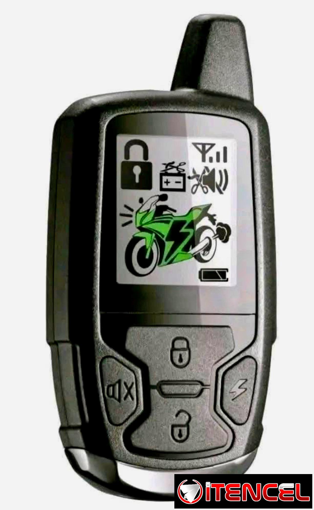 Alarmas STEELMATE de dos vías con llavero vipper y arranque a distancia para motos de combustión