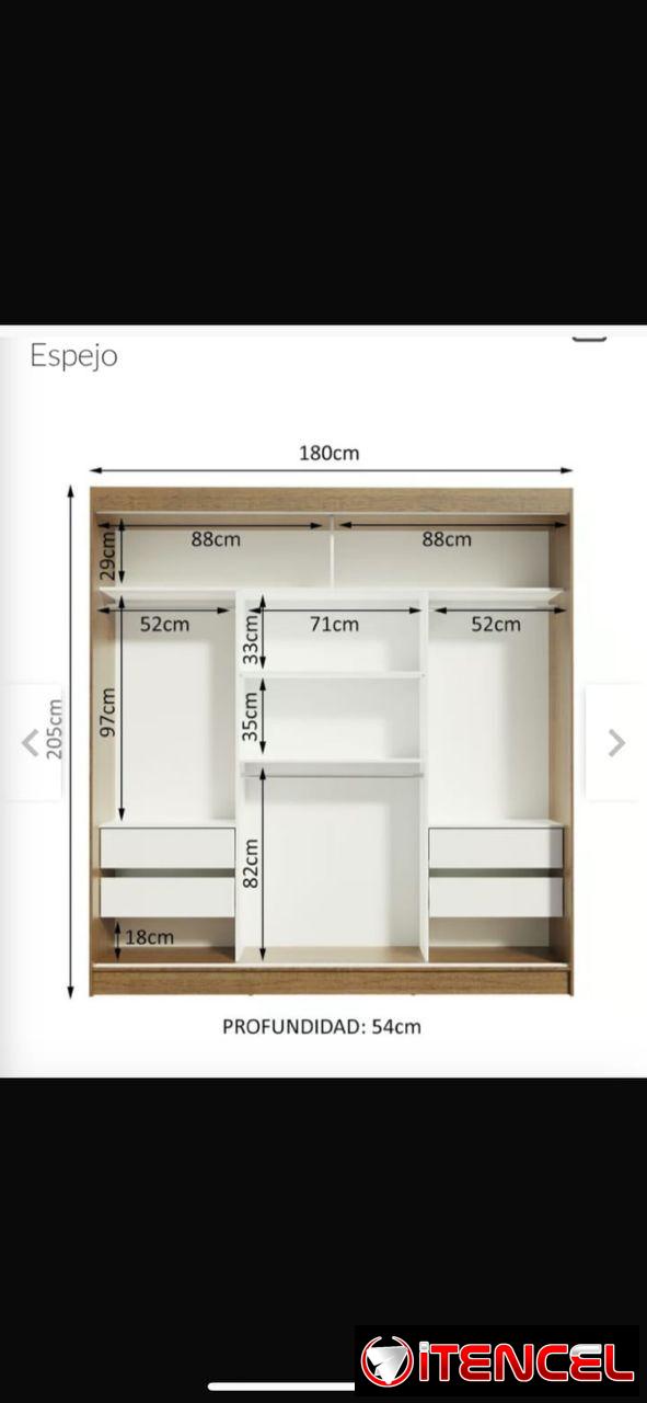 Closet de 3 puertas con espejo y gavetas importados nuevos en caja