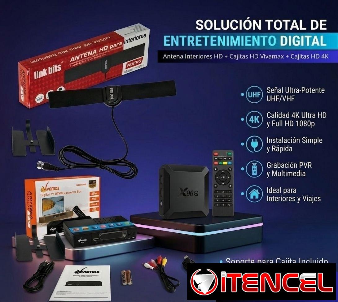 Antenas para interiores, cajitas HD, cajitas 4k, bases para cajitas