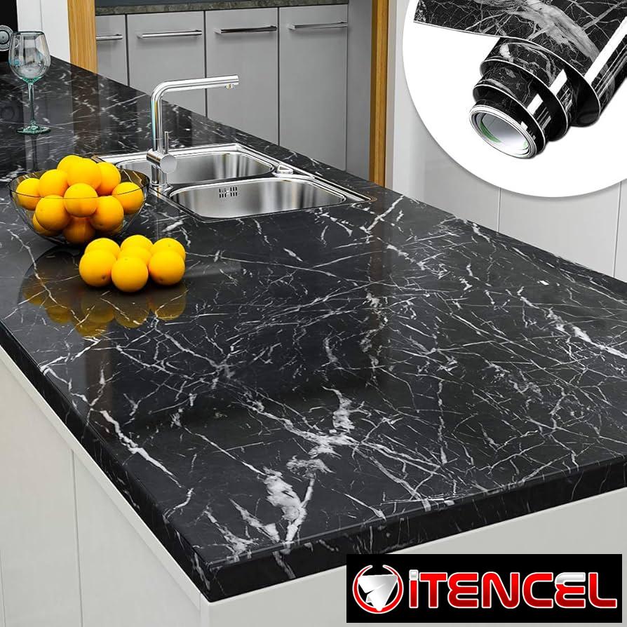 Rollo decorativo efecto mármol negro 🖤✨ Precio: 40 USD Largo: 12 metros