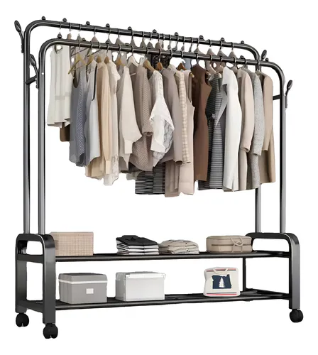 💜Perchero de ropa resistente,completo de hierro, estante de ropa multifunción de metal con estante de almacenamiento, precio 45 us