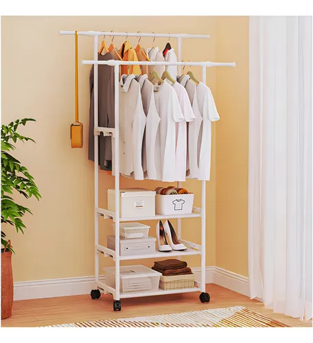 ✅ Organizador 2 en 1 ✅Percha doble con zapatera de 3 niveles y ruedas 💰Precio : 35 USD