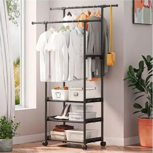 ✅ Organizador 2 en 1 ✅Percha doble con zapatera de 3 niveles y ruedas 💰Precio : 35 USD