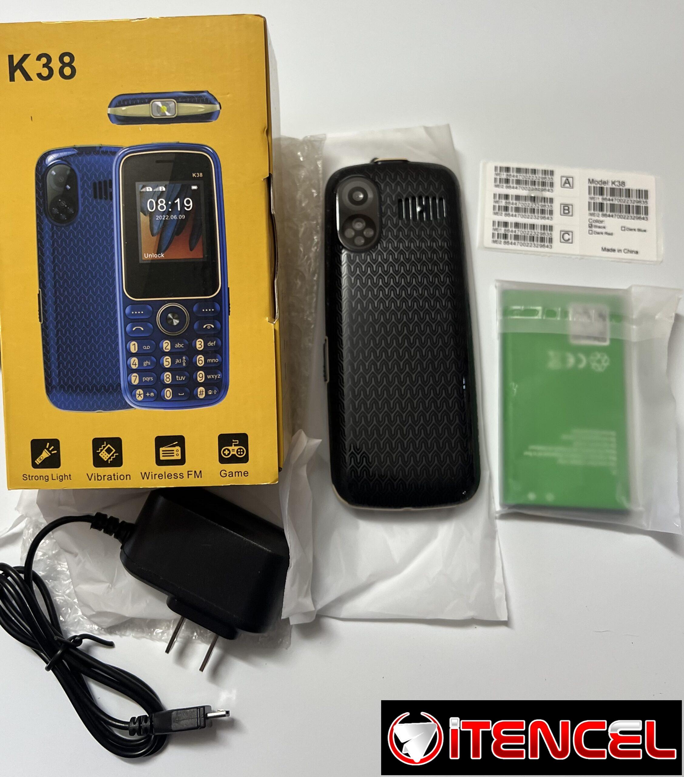 Teléfonos celular de tecla + linterna al frente, dual SIM y trae para tarjeta de memoria !