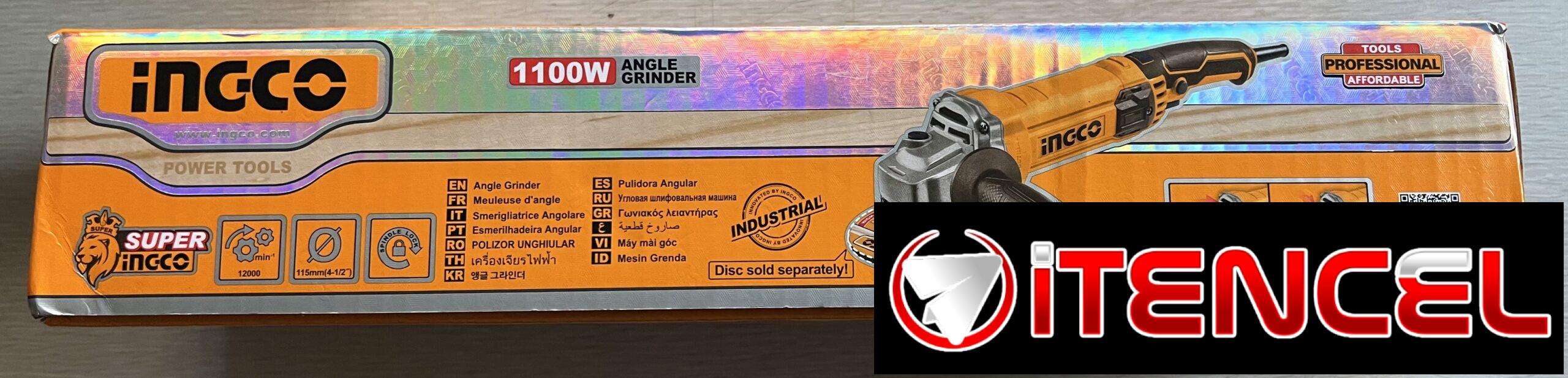 Amoladora angular INGCO 110 volt y 1100 watt para uso profesional