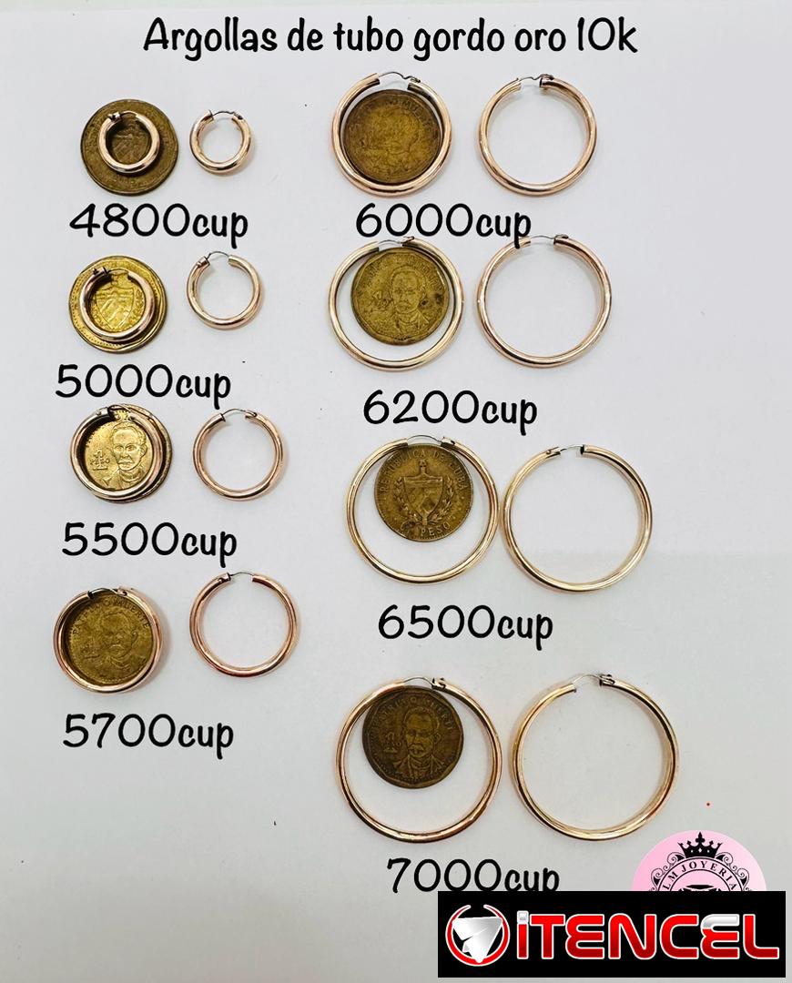 Argollas gruesas de Oro. LM joyería. Precios al lado de cada modelo