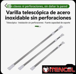 🛁Cortinero de baño Medida ajustable de 140cm a 260cm