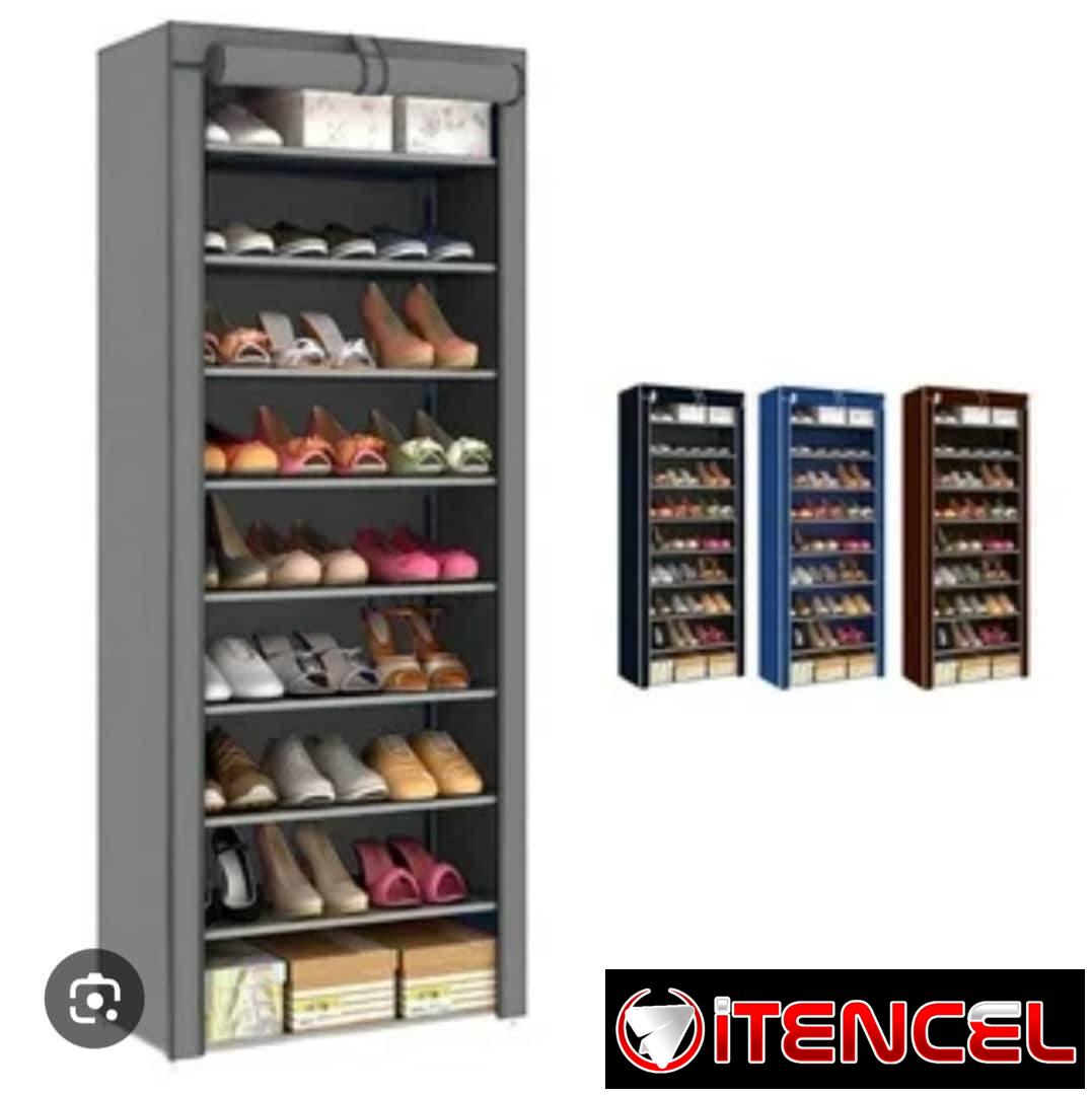 Zapateras con lona de 10 niveles Medidas : 58 x 30 x 158 altura cm 💙azul 🖤negro